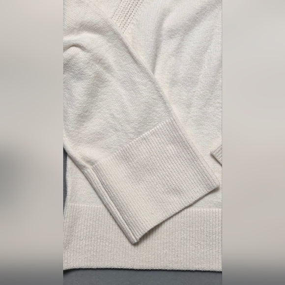 Banana Republic Sz L Oat Cream Mock Neck Boxy Sweater Wide Sleeve Cotton Blend - Picture 12 of 16